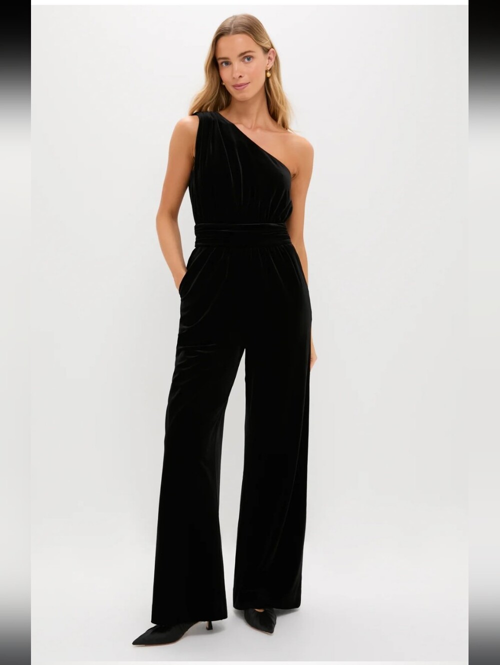 NWT Tuckernuck Hyacinth HouseBlack Velvet One Shoulder Araminta Jumpsuit